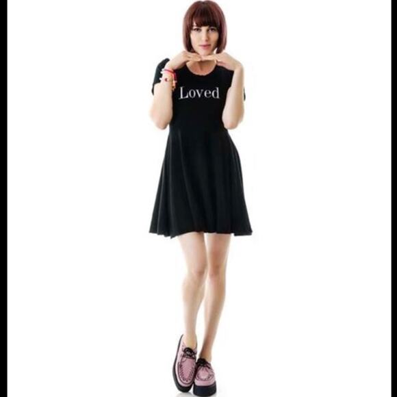 WILDFOX LOVED Womens Black Short Sleeve Baby Tee Swing Dress Mini Size XS - Picture 3 of 11